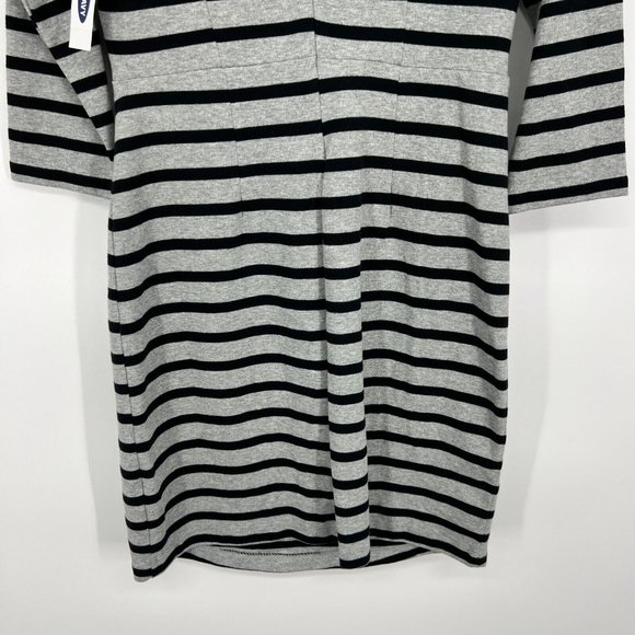Old Navy Dress Ponte Knit Sheath Gray Black Stripe 3/4 Sleeve NWT - Picture 8 of 8